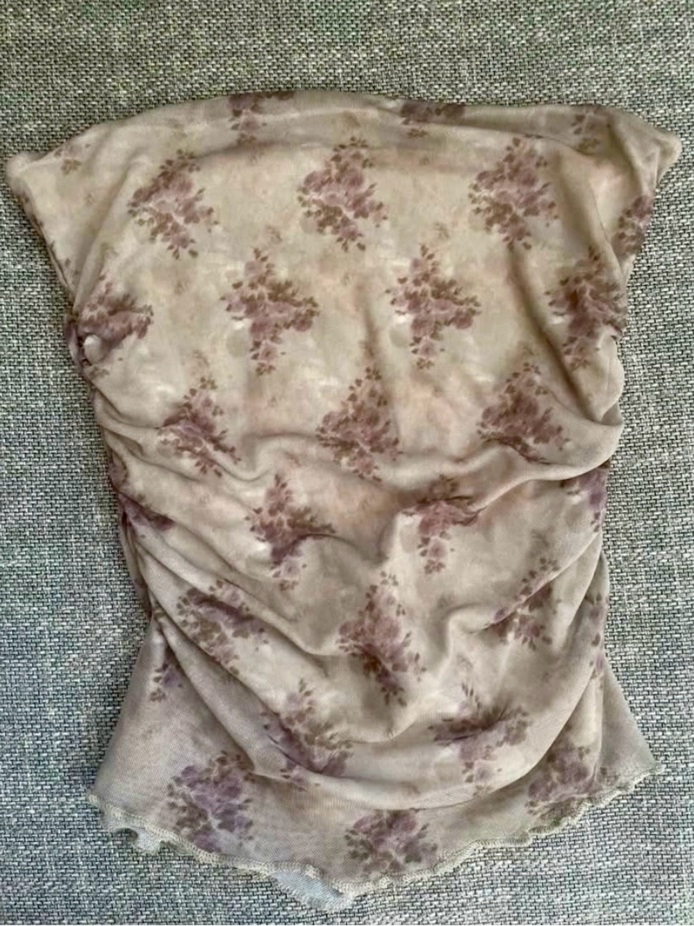 Pull&Bear Cream Tube Top with Dusty Rose Floral Print